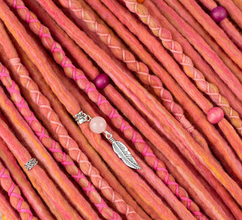 Rosy set of 10 pcs wool dreads bundle