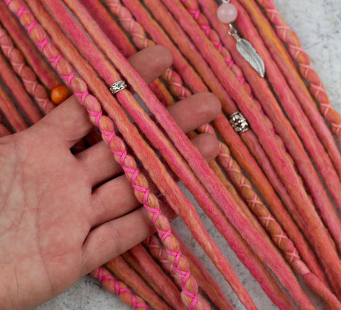 Rosy Wool Dreads Ponytail