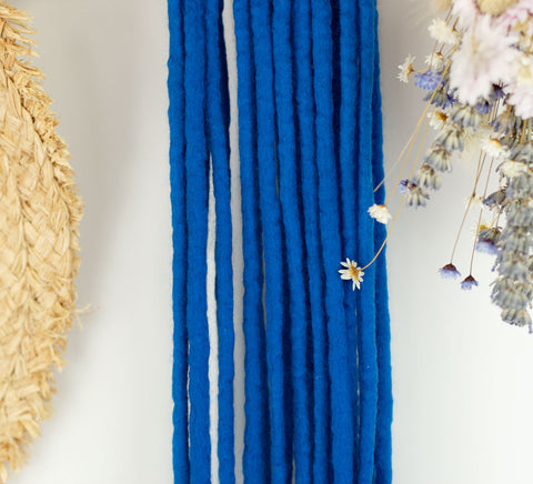 Royal blue wool dreadlock extensions (Set of 10 pcs)