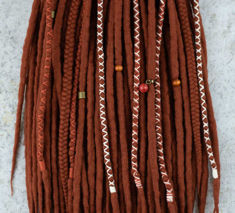 Sienna wool dreadlock with braids