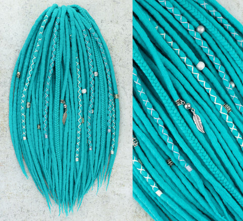 Turquoise wool dreadlocks