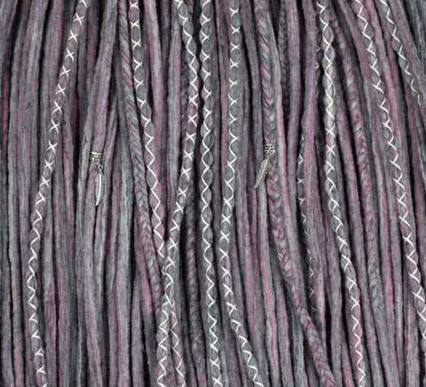Winter flower set of 10 pcs wool dreadlock extensions bundle