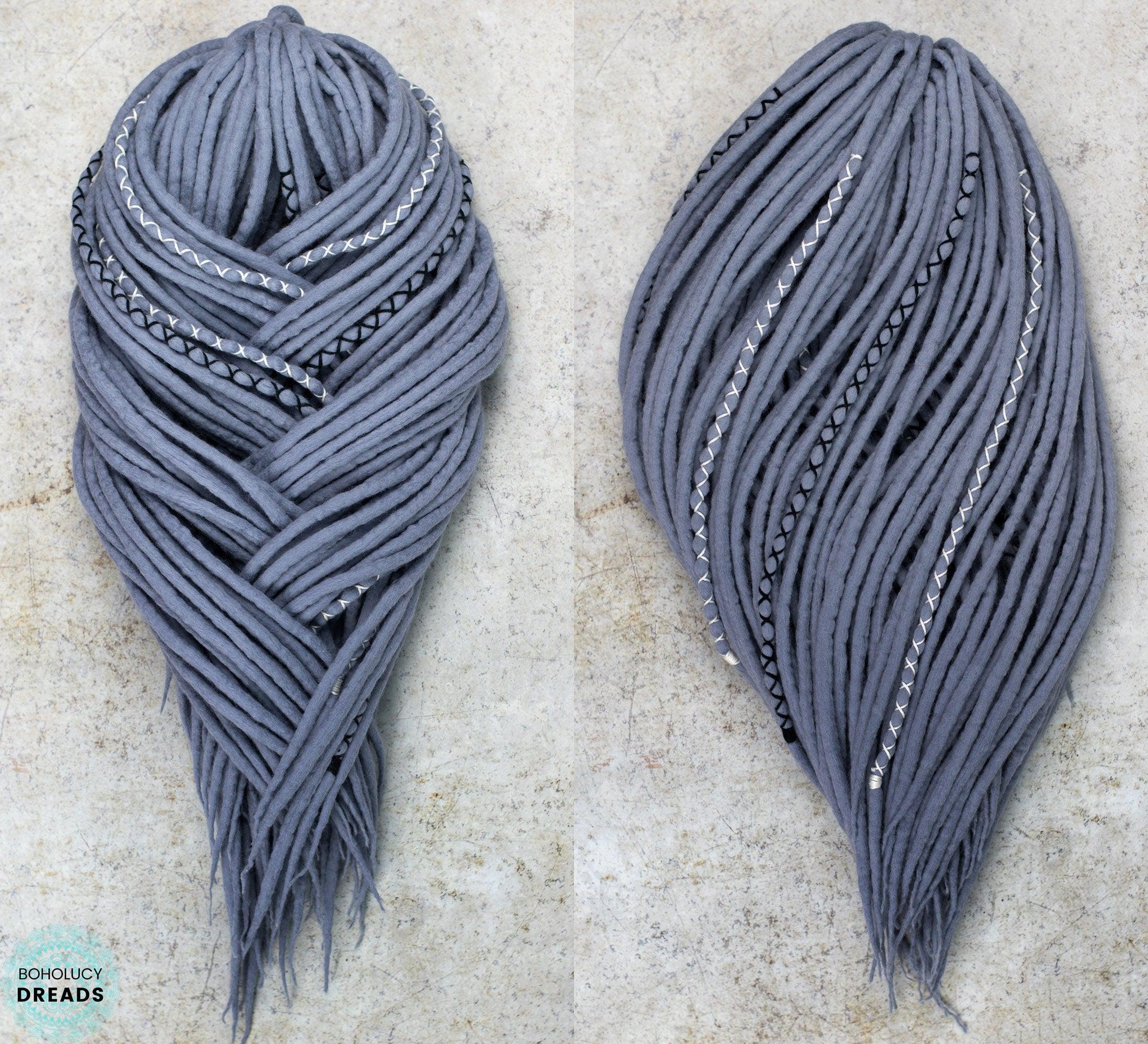 Shabby grey wool hair extensions