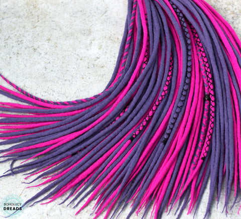 Neon violet wool dreads