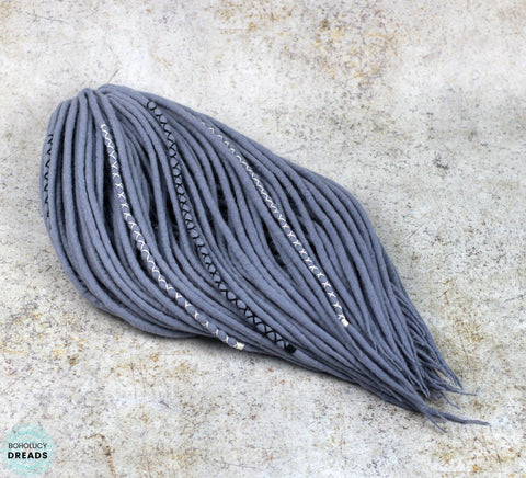 Shabby grey wool hair extensions