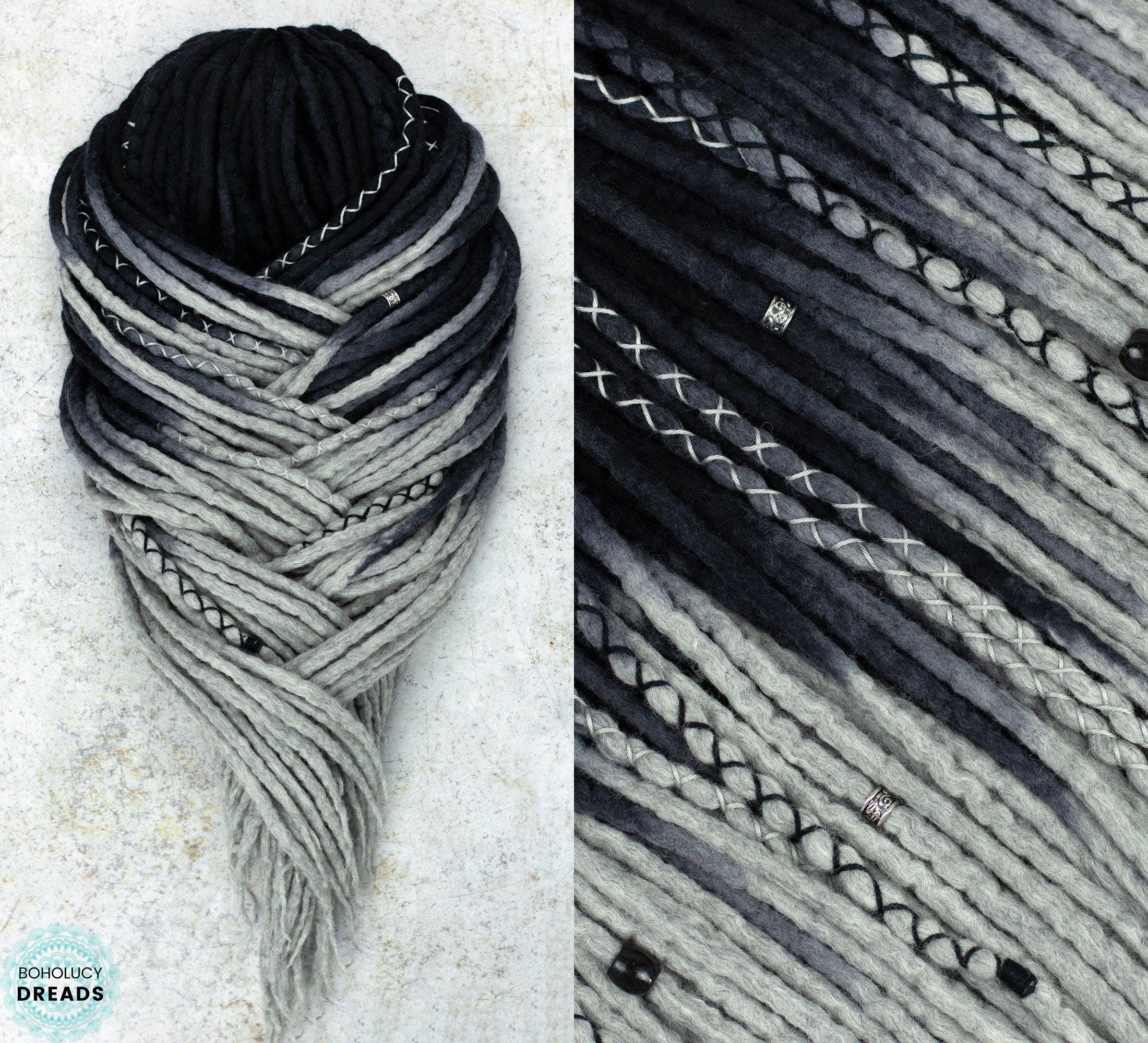 Obsidian ombre hand-dyed wool dreads