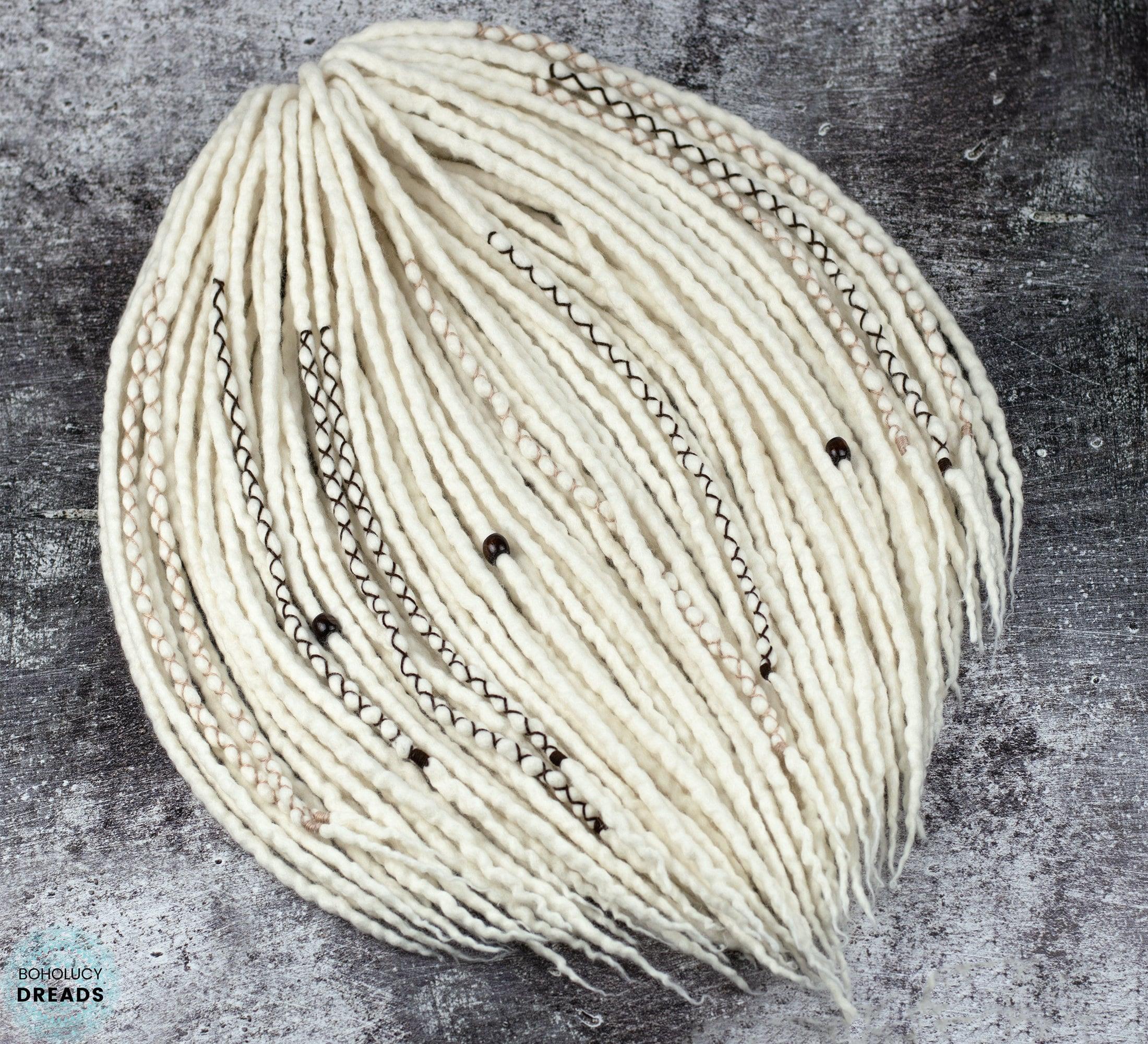 Natural white merino wool dreads