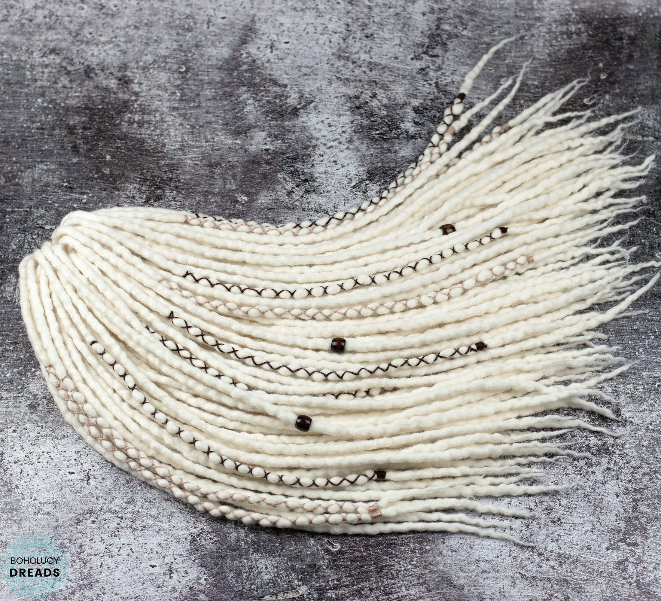 Natural white merino wool dreads