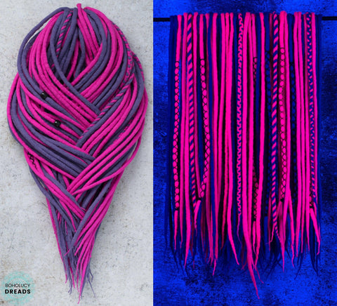 Neon violet wool dreads