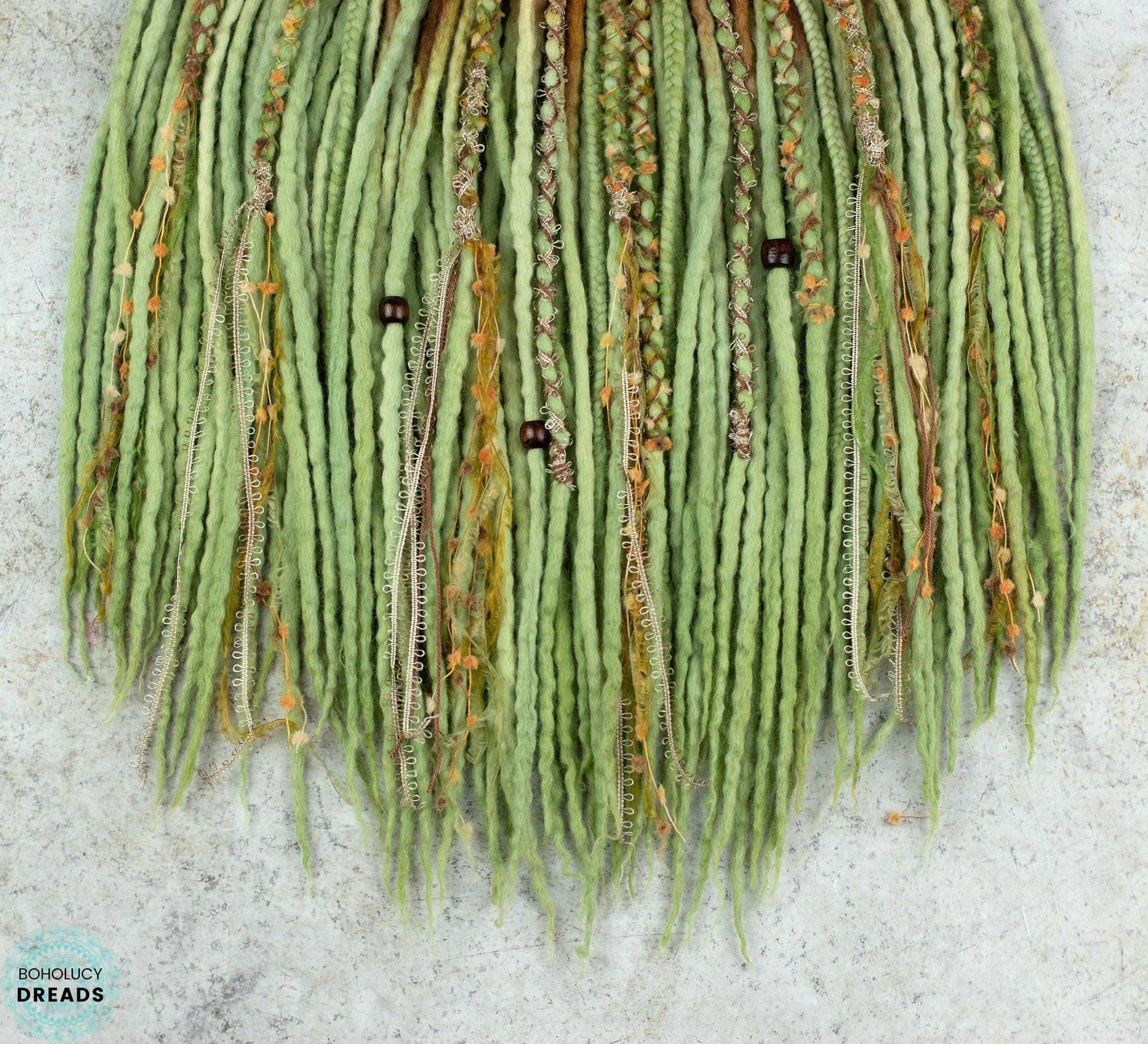 Forest Fairy Ombre Wool Dreads Boholucydreads forest-fairy-ombre-wool-dreads-boholucydreads