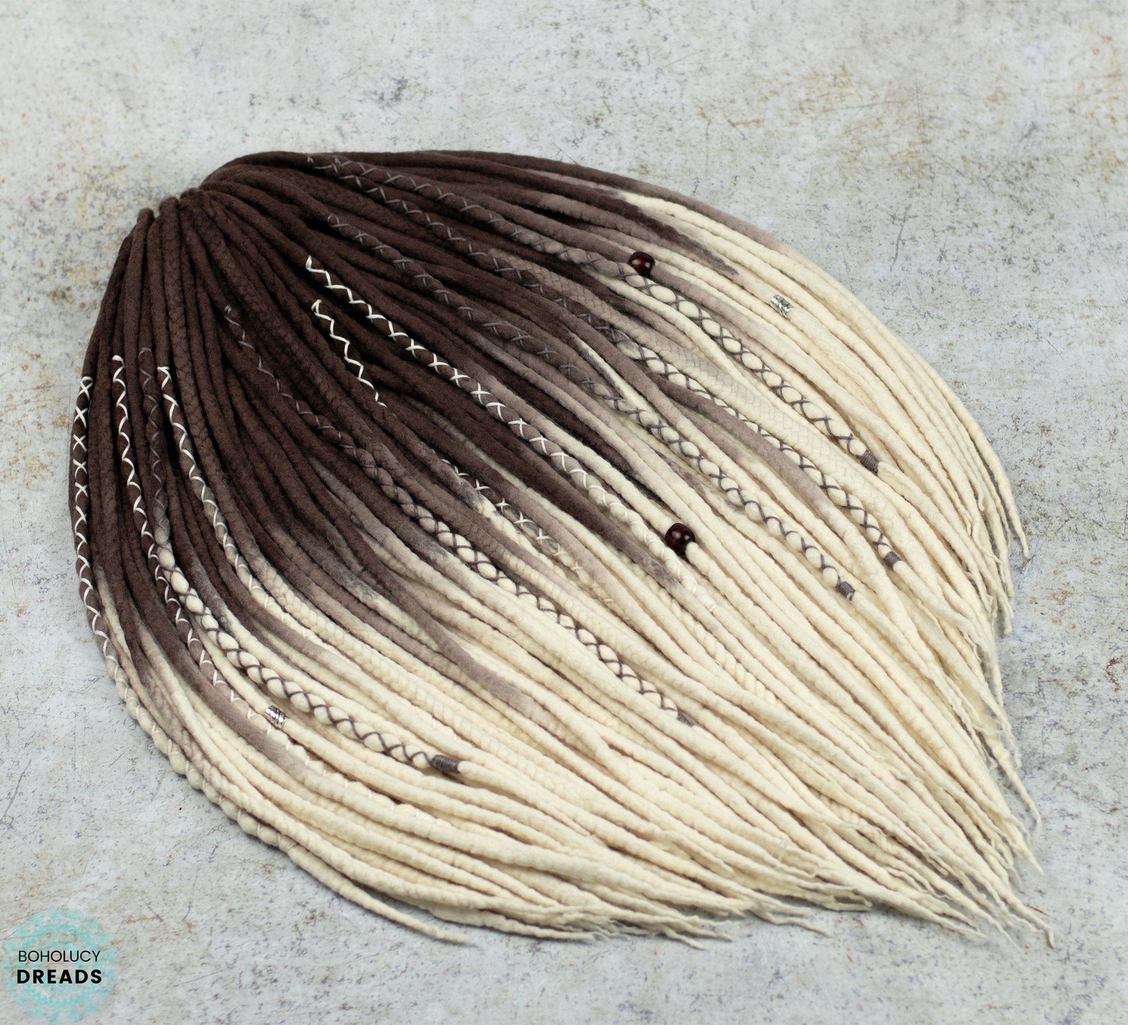 Coffee ombre hand-dyed wool dreads