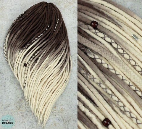 Coffee ombre hand-dyed wool dreads