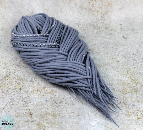 Shabby grey wool hair extensions